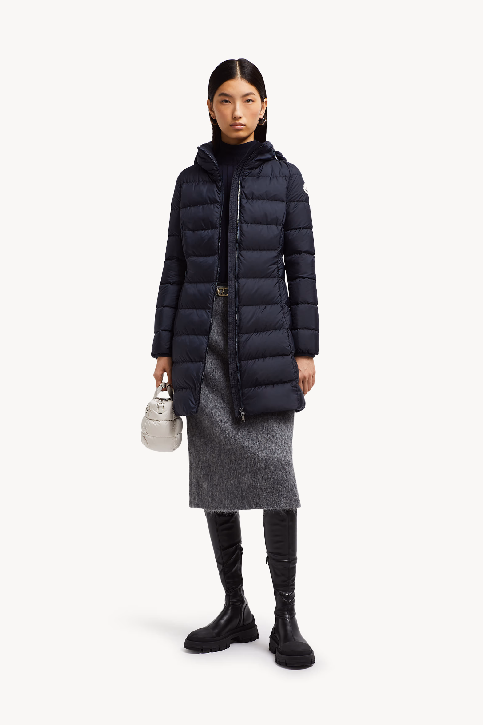 Doudoune longue à capuche Gie Femmes Bleu Nuit Moncler 0
